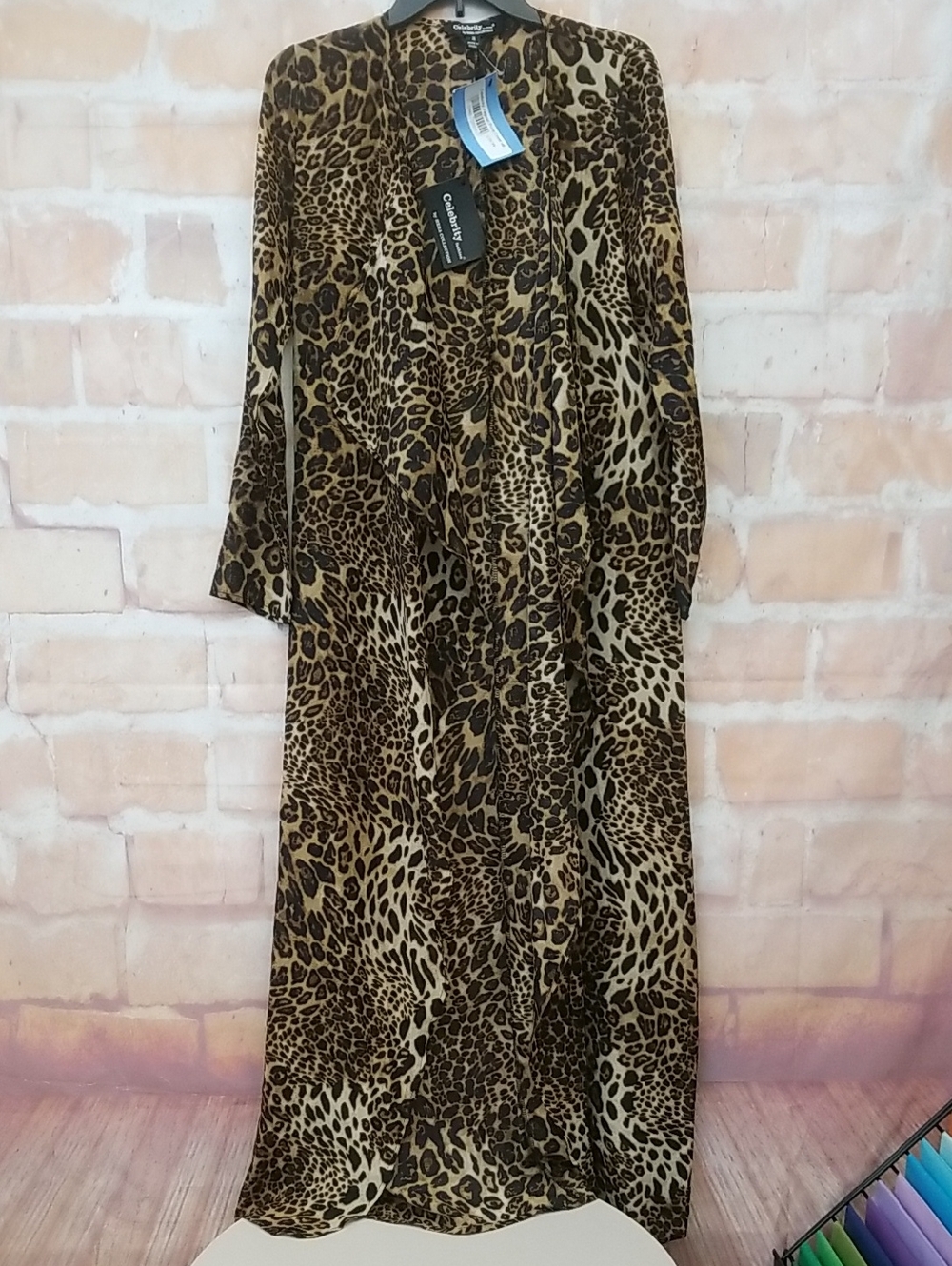 NWT Hera Collection Leopard-Print Maxi Cover Up in Brown and Black